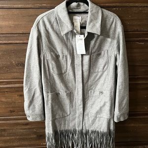 New Madeleine Fringe Wool Jacket/Coat, Size 6